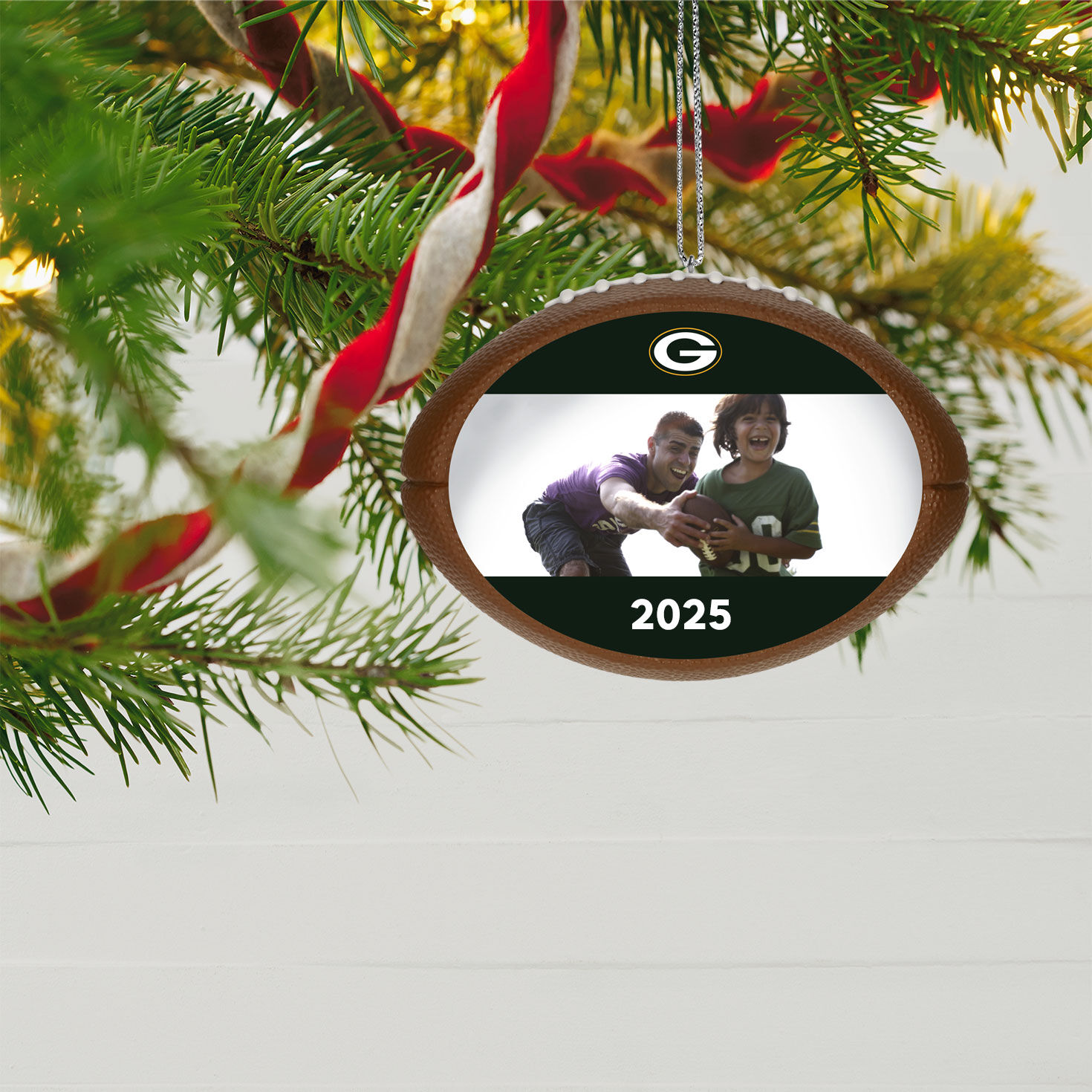 NFL Football Green Bay Packers Text and Photo Personalized Ornament  image number 2