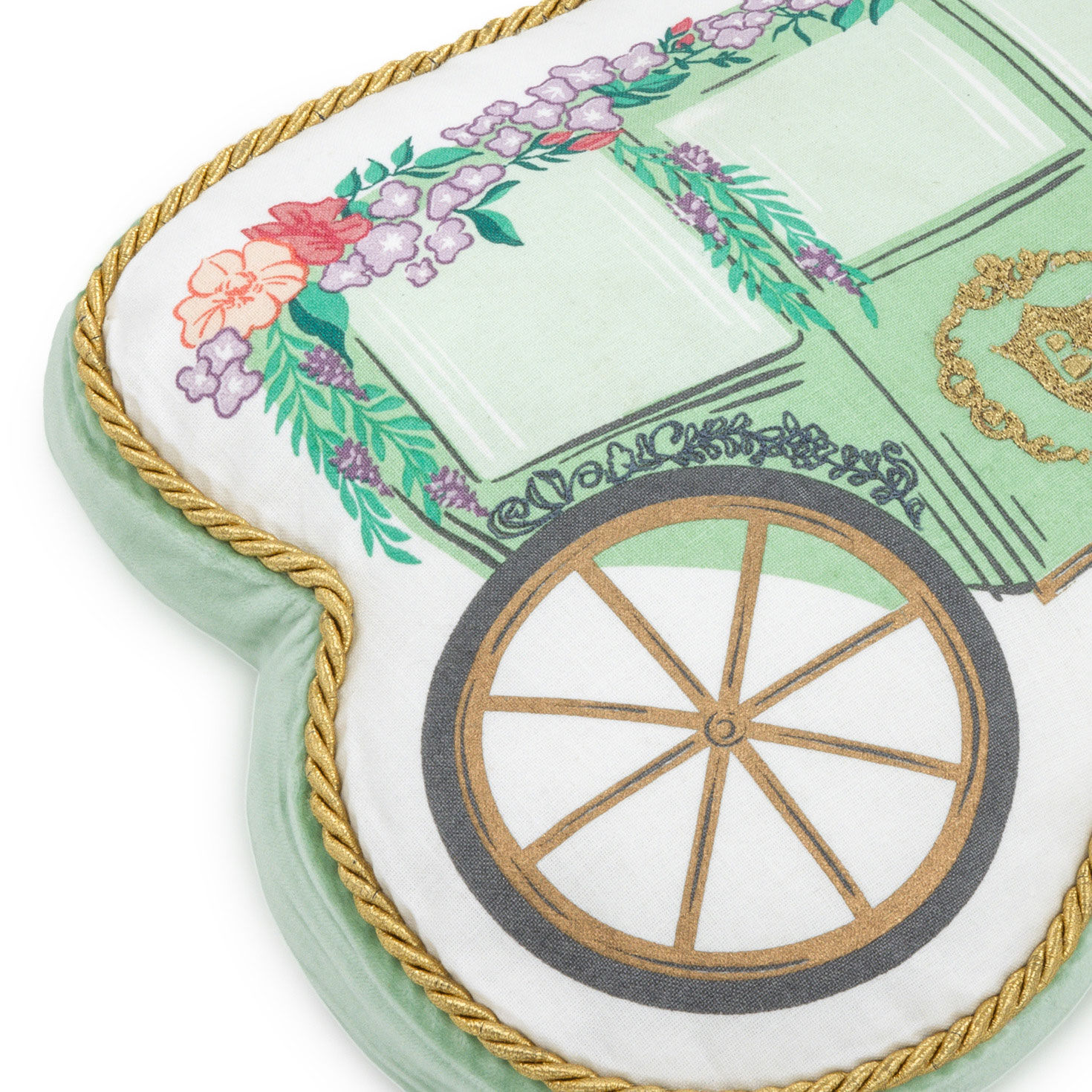 Bridgerton Green Carriage Shaped Throw Pillow upclose view image number 5