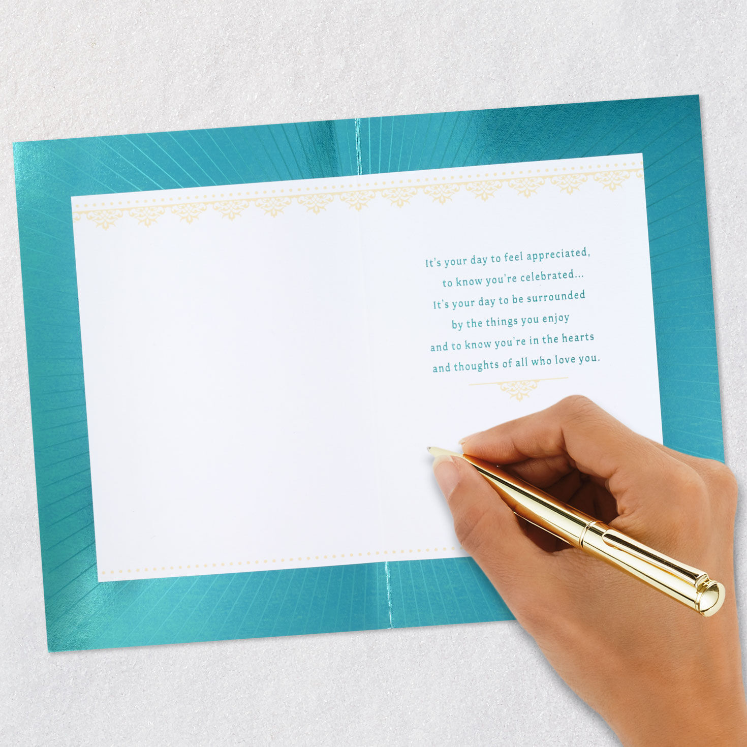 Teal Foil Art Deco Sign Father's Day Card Signing card image number 6