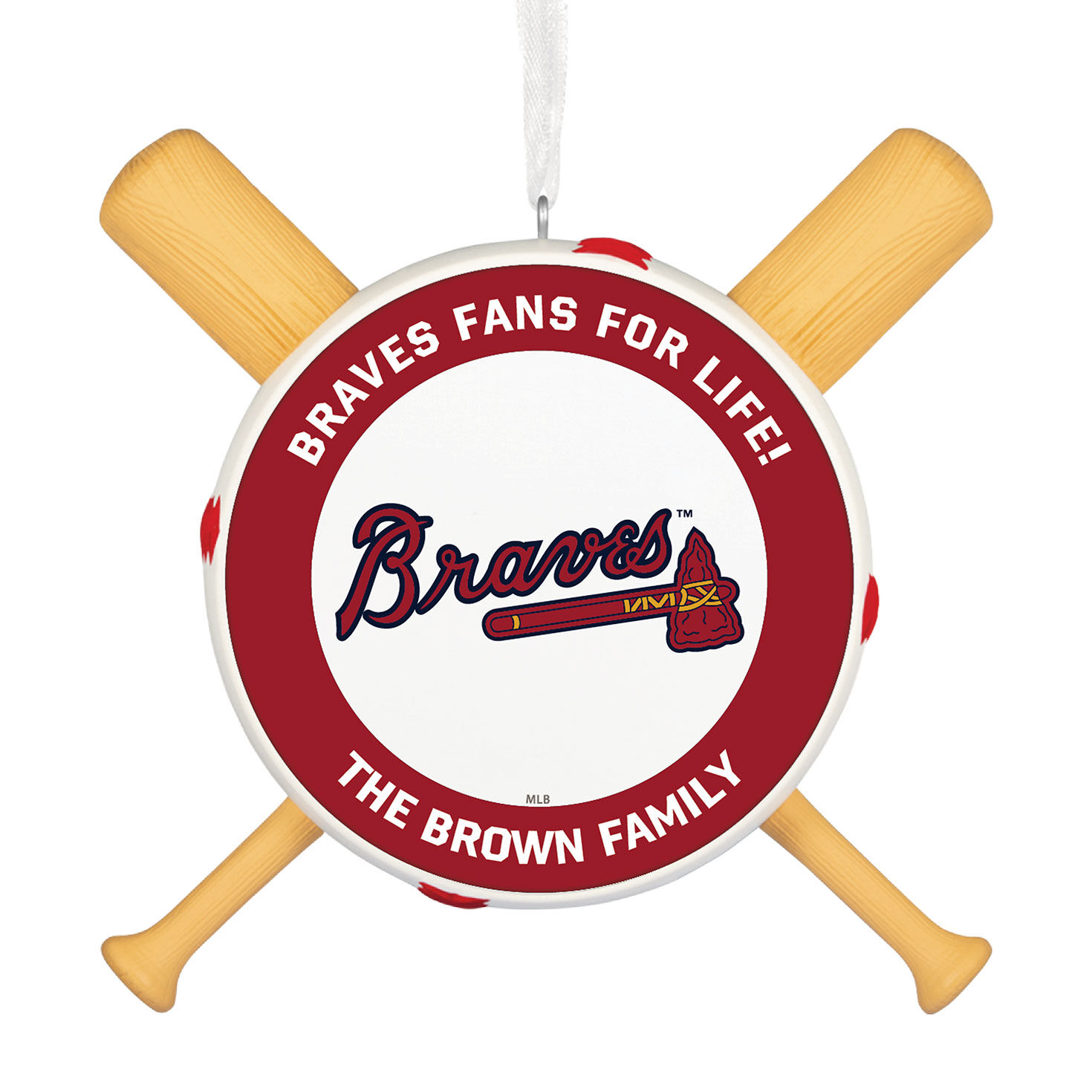 MLB Atlanta Braves™ Baseball Personalized Ornament, Custom Text