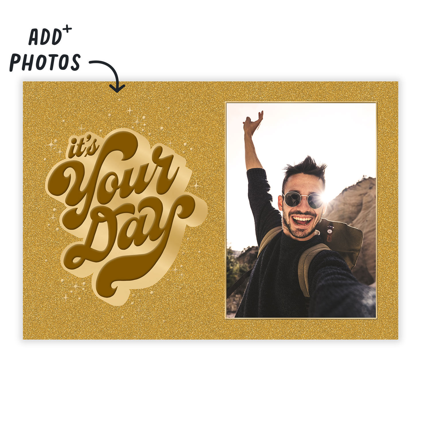 Gold It's Your Day Personalized Birthday Card Card Front indicating personalization image number 2