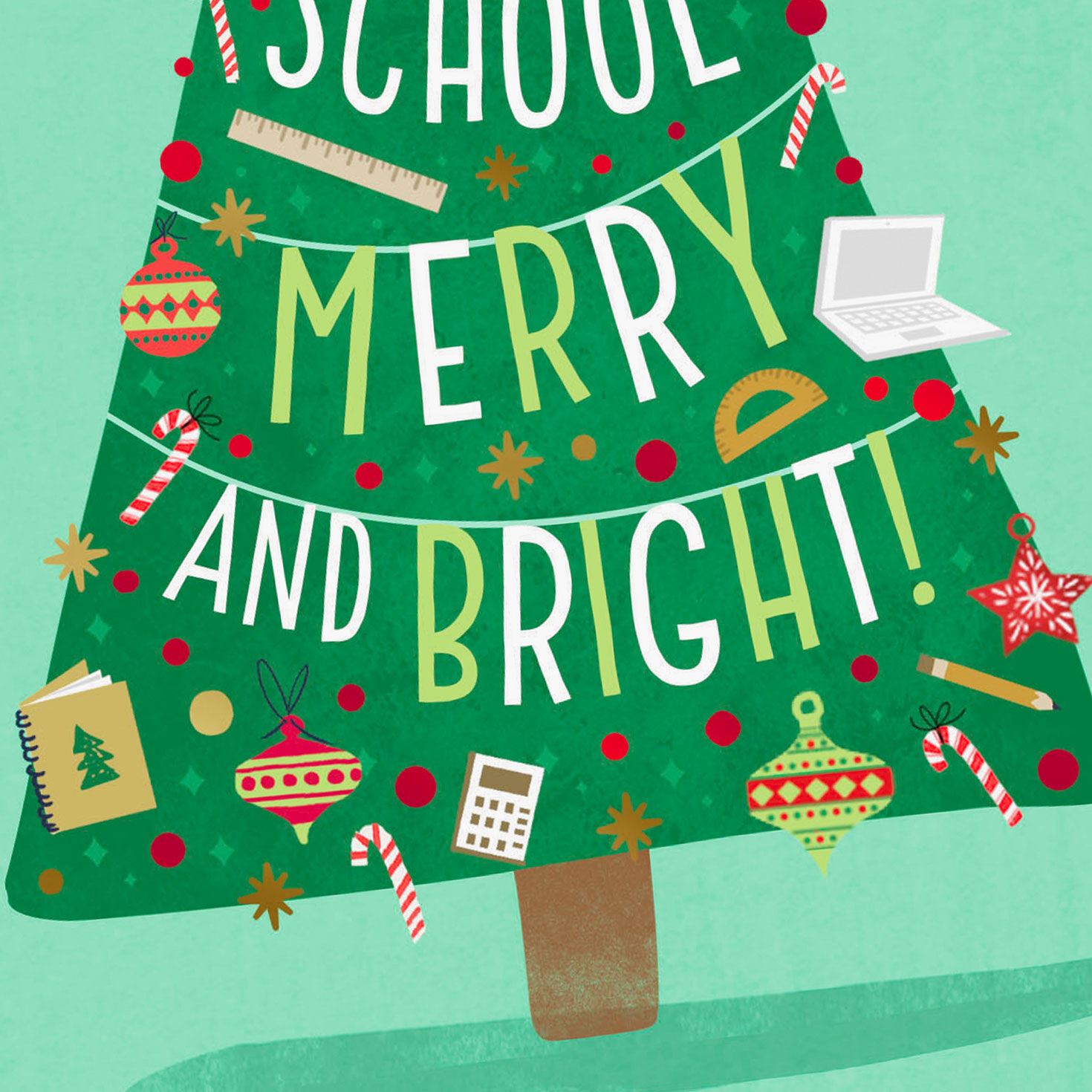 Cute Tree with Candy Canes Paraeducator Christmas Card Card Front Detail image number 4