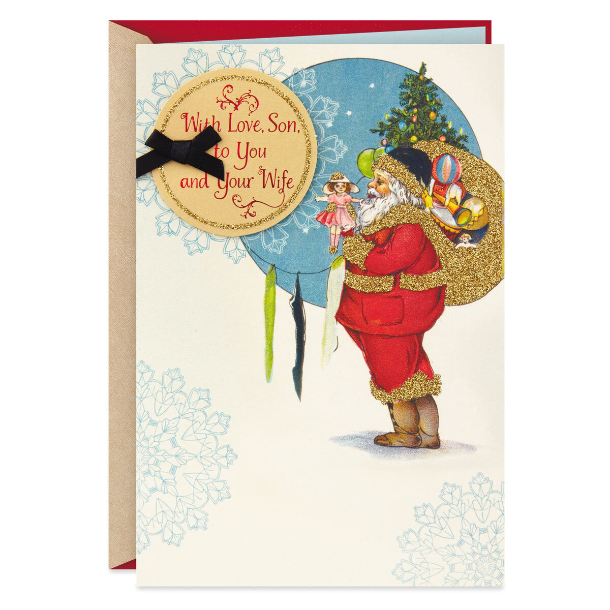 Santa Filling Stockings Christmas Card for Son and Daughter-in-Law