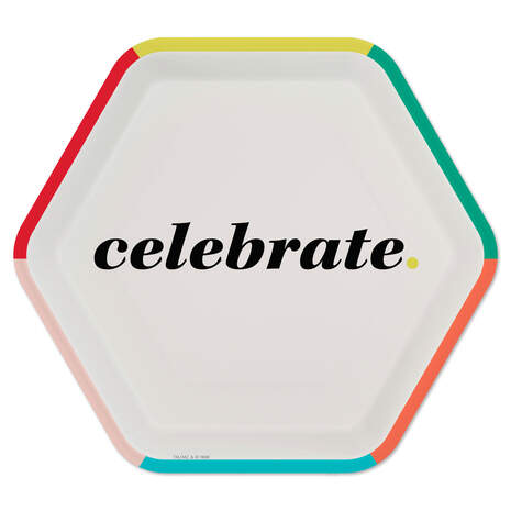 "Celebrate" Hexagonal Dessert Plates, Set of 8, , large