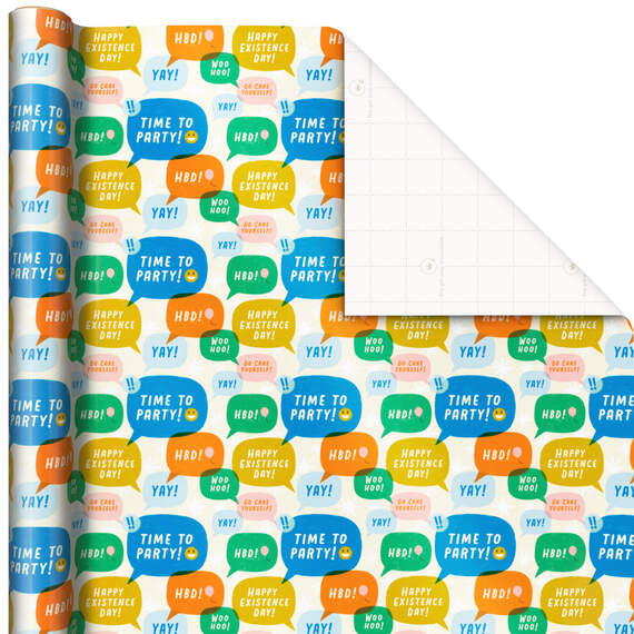 Happy Birthday Word Bubbles Wrapping Paper, 17.5 sq. ft.