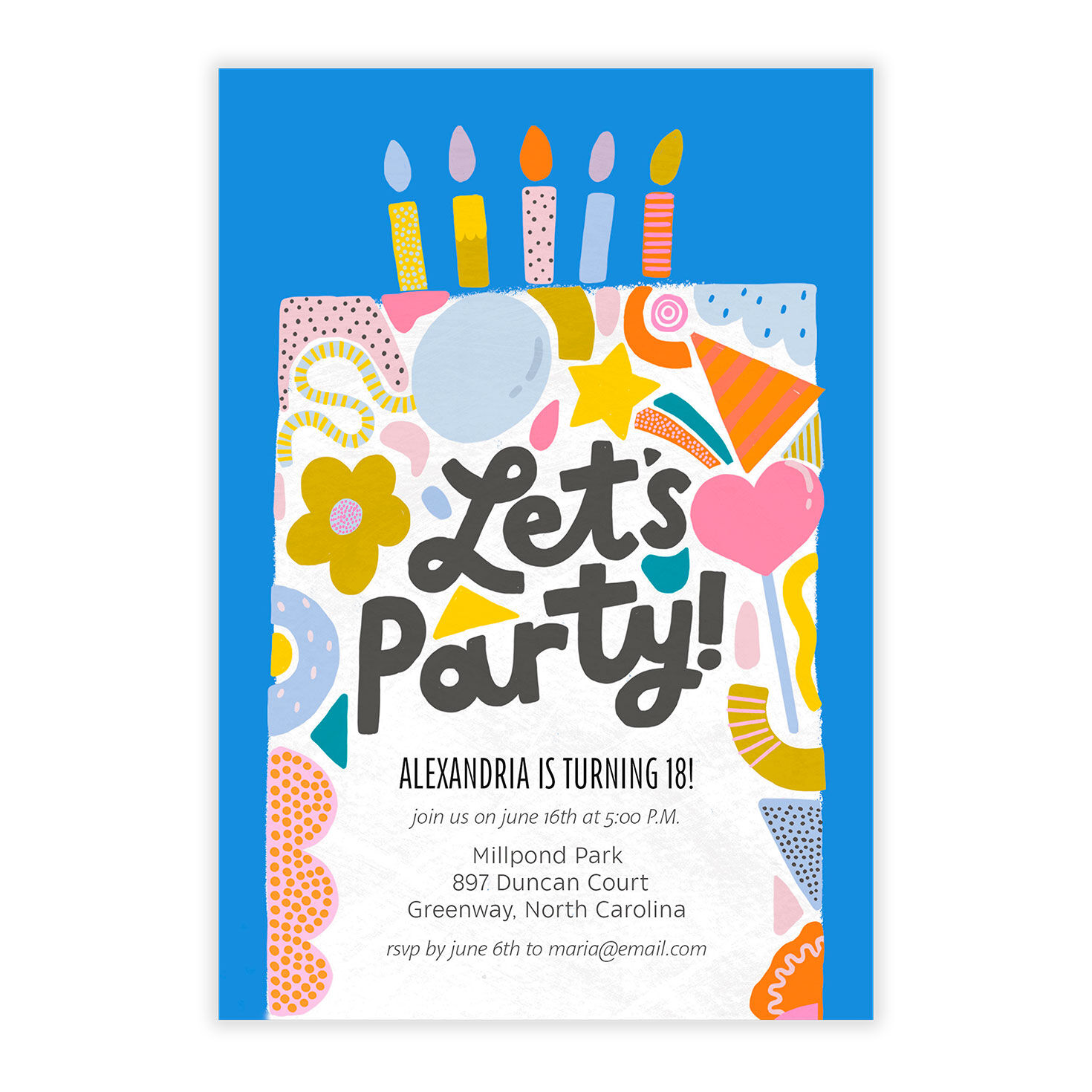 Let's Party Cake With Candles Birthday Invitation, , large image number 5