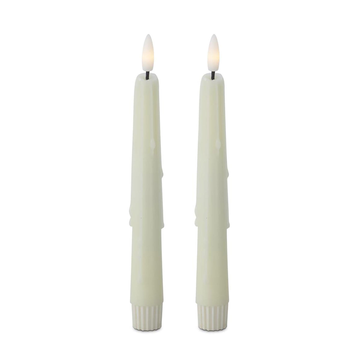 K&K Interiors 8-inch Cream Drip LED Taper Candles, Set of 2