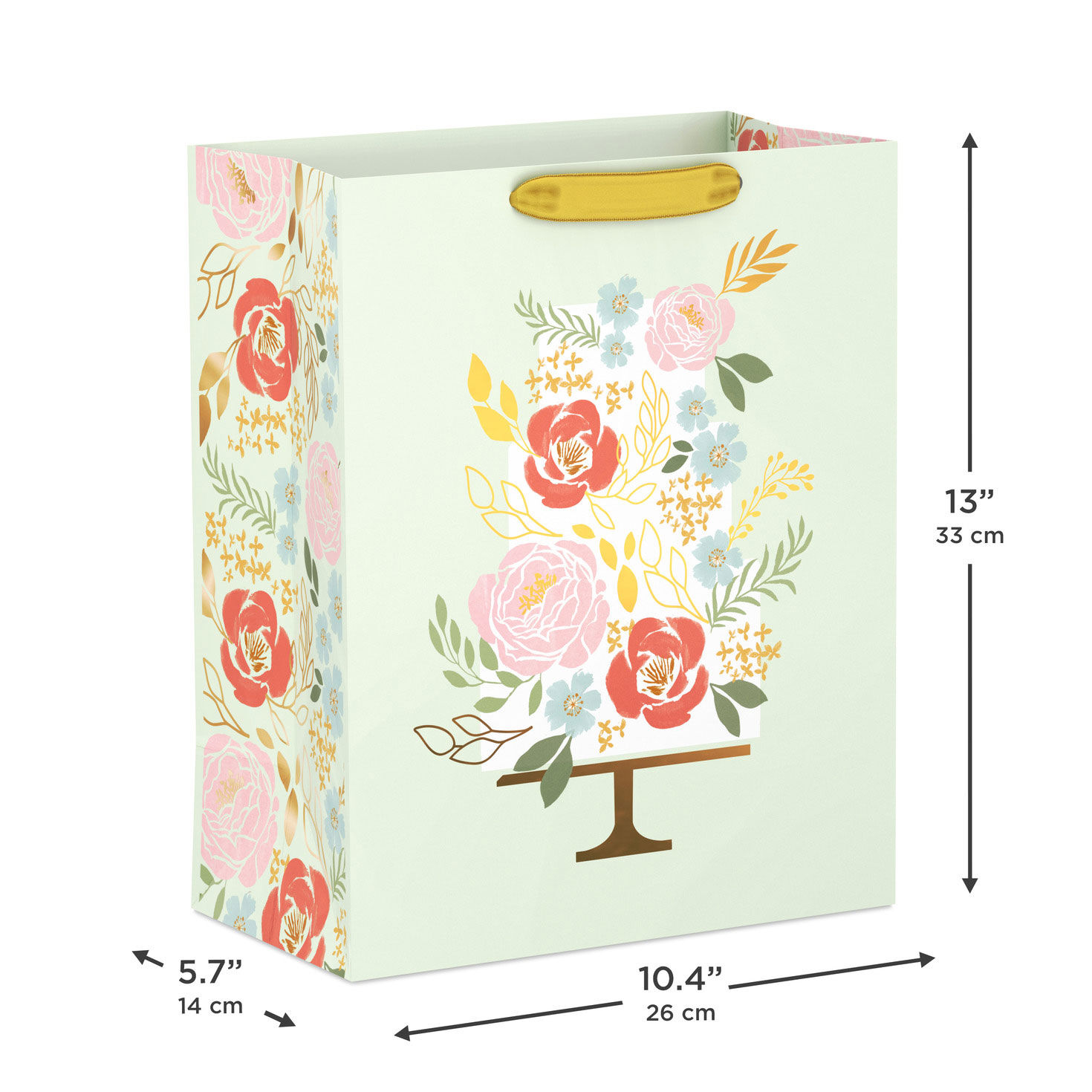 Floral Cake on Stand Large Gift Bag measurement image number 3