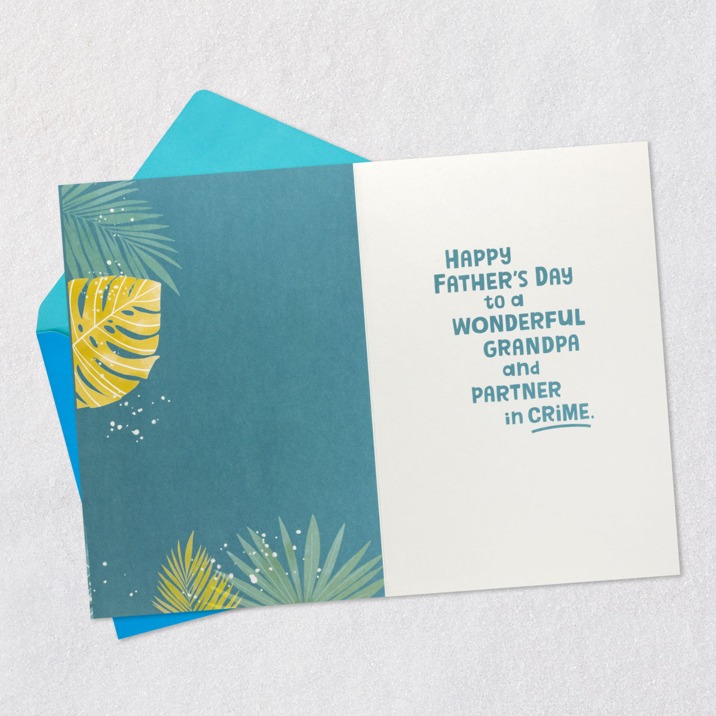 Partner in Crime Dog Father's Day Card for Grandpa Open card with envelope image number 3