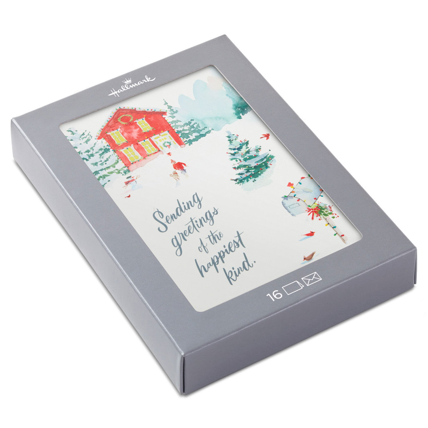 Happy House in Snow Boxed Christmas Cards, Pack of 16
