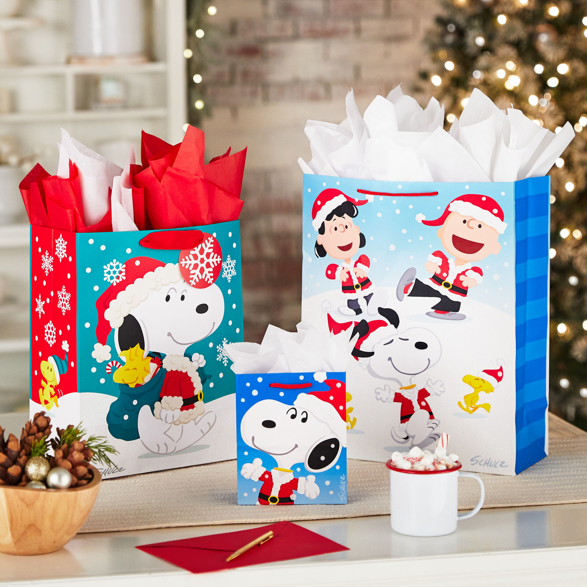 6.5" Peanuts® Santa Snoopy Christmas Gift Bag - Gift Bags - Hallmark
