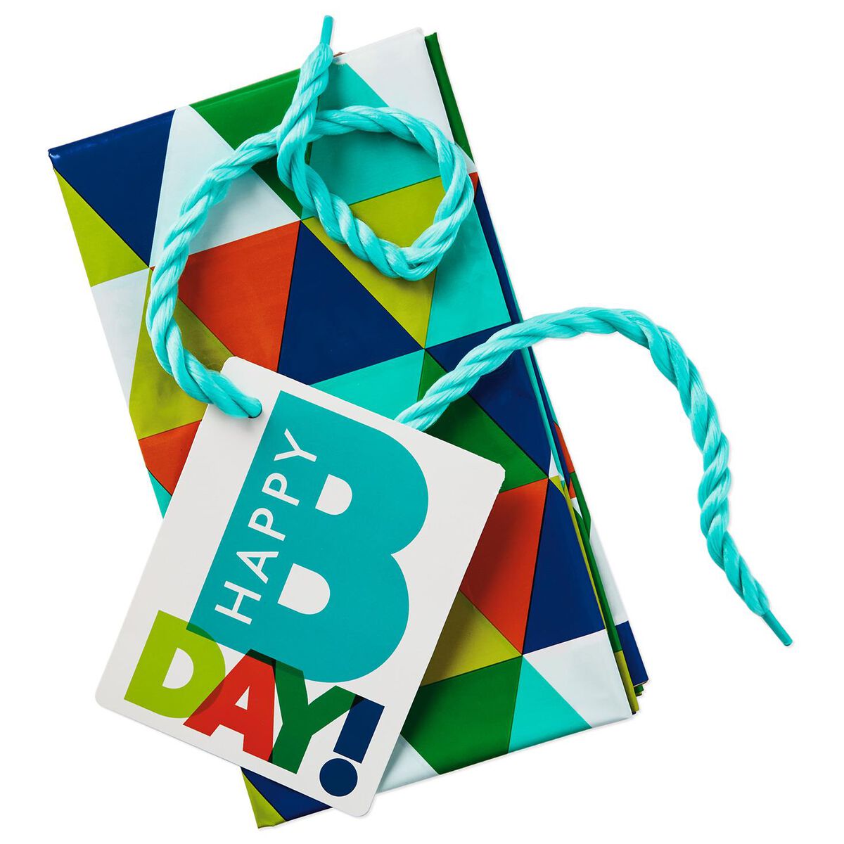 Colorful Triangles Plastic Giant Gift Bag With Yarn Tie, 56” Gift