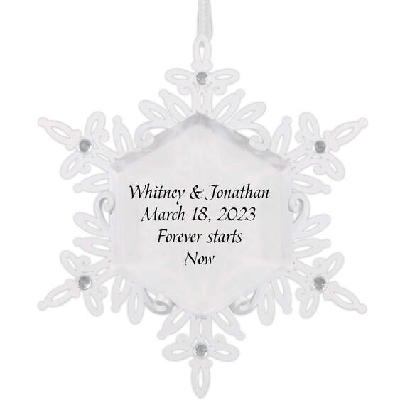 Sparkling Snowflake Text Personalized Metal Ornament, , large image number 1