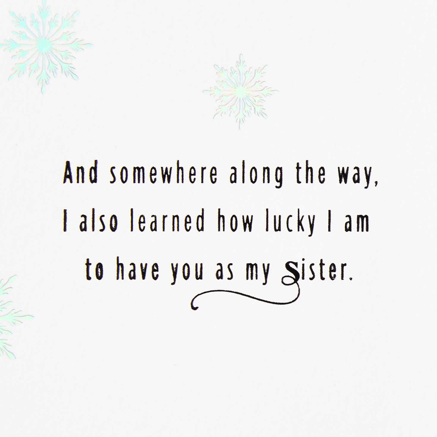 Snowflakes and Pine Branches Sister Christmas Card Sentiment image number 2