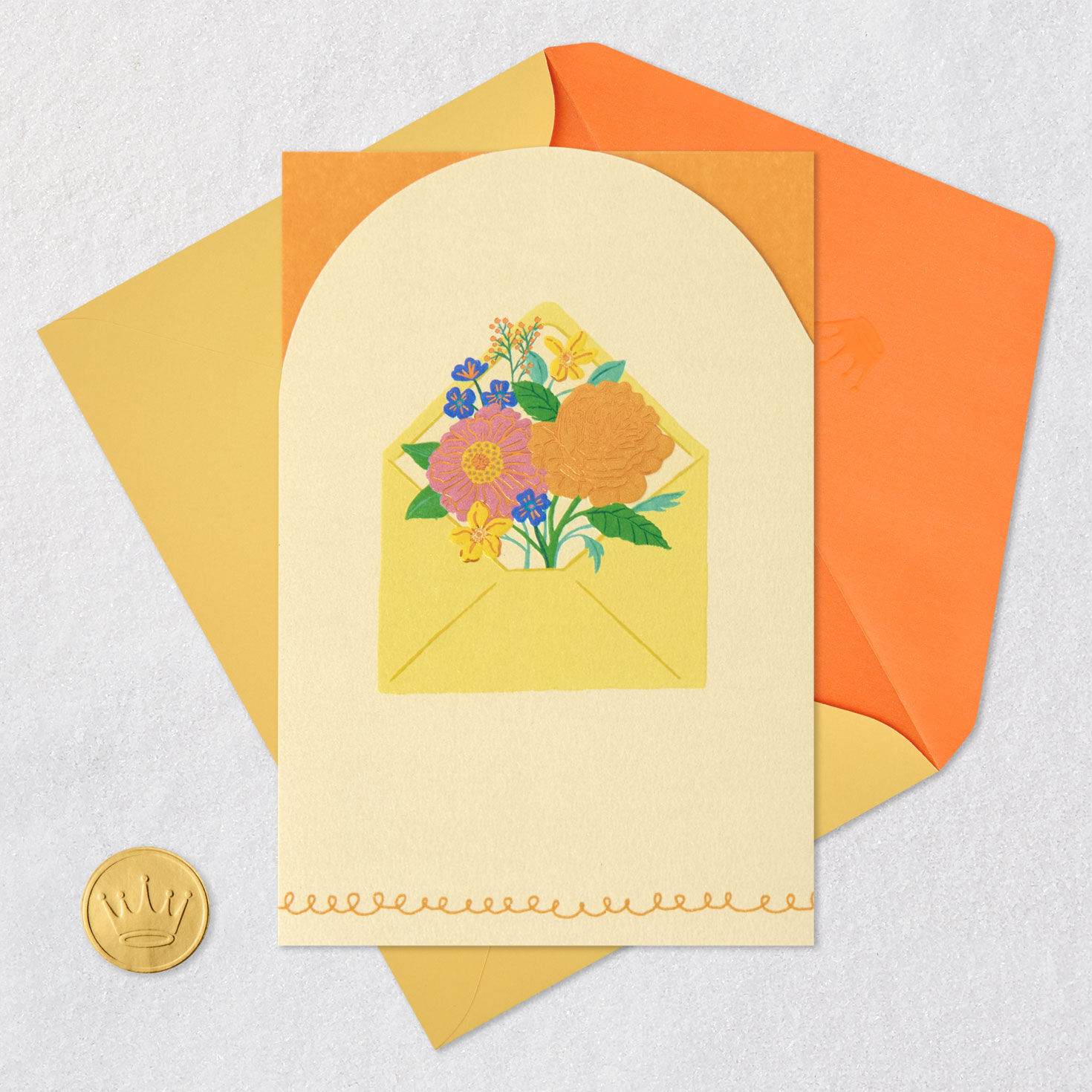 Flowers in Envelope Blank Card Card Front with Envelope and Gold Seal image number 4