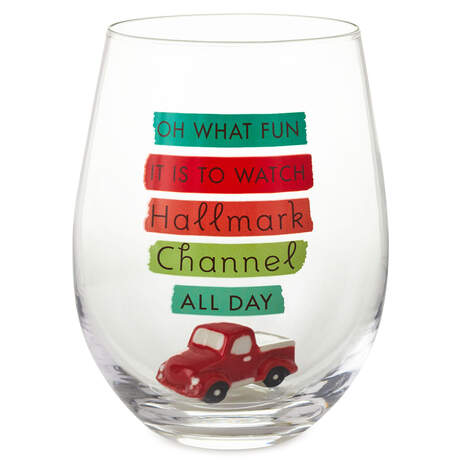Hallmark Channel Oh What Fun Stemless Wine Glass, 18 oz., , large