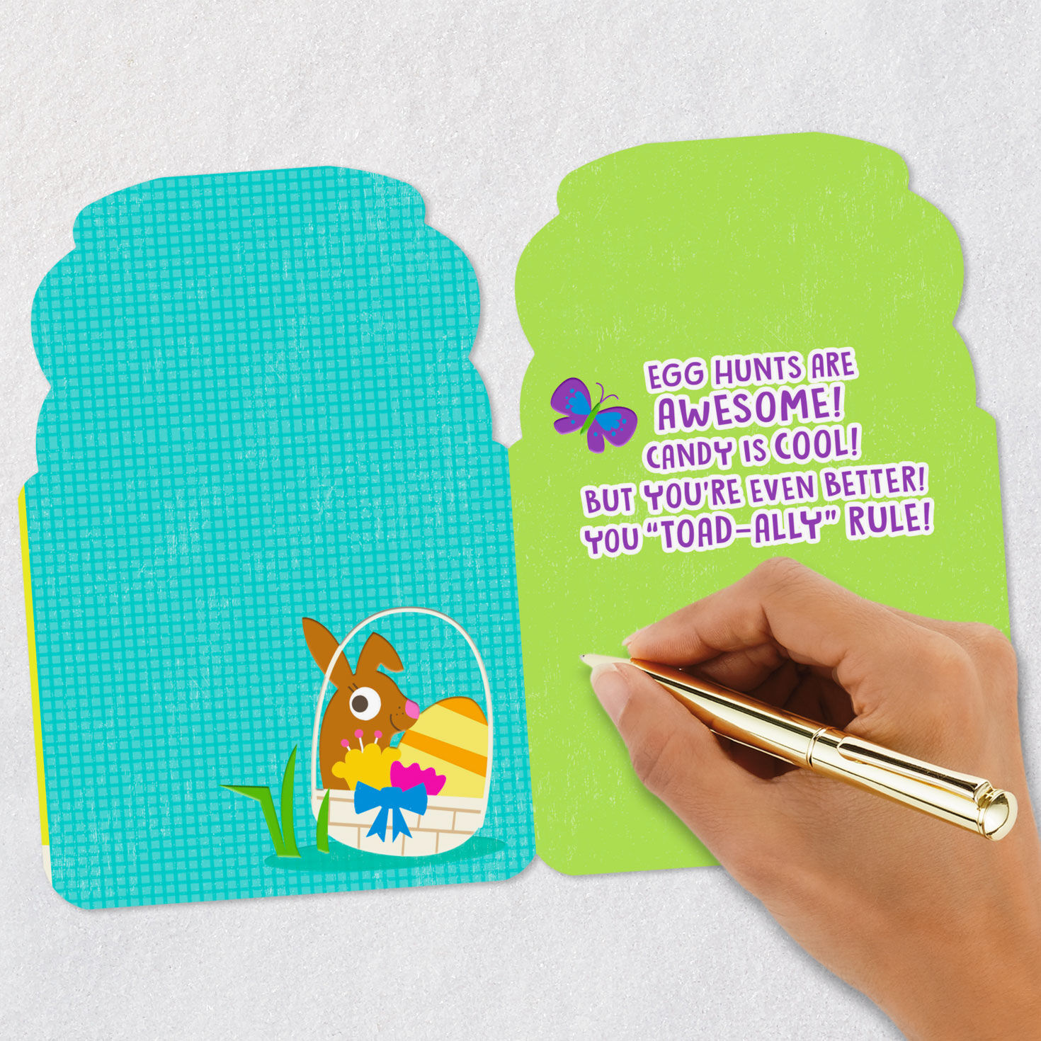 Green Frog on Turtle Easter Card for Grandson Signing card image number 6