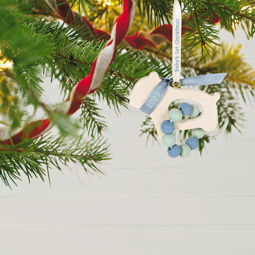 Baby Boy's First Christmas Bear 2023 Ornament, 