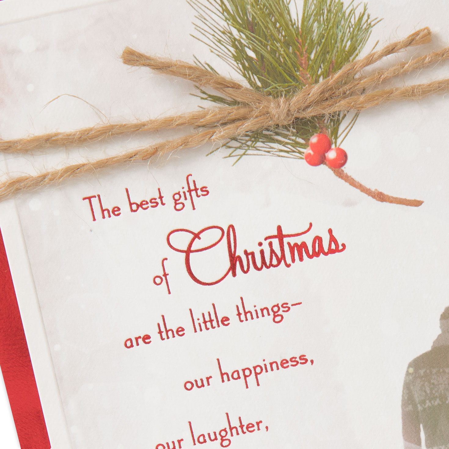 Couple in Snow Romantic Christmas Card Card Front Detail image number 4