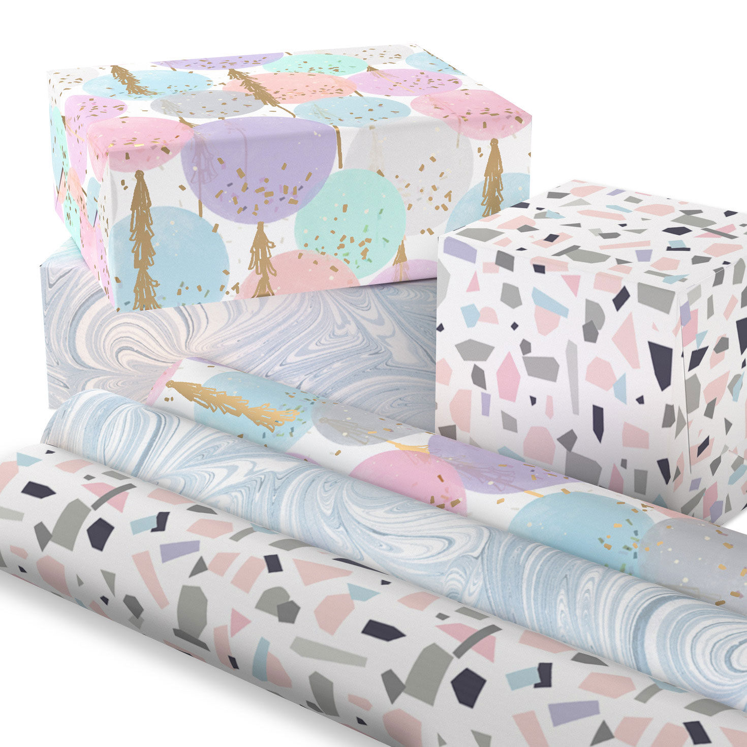Feminine Pastels Gift Wrap Roll Assortment in use image number 3