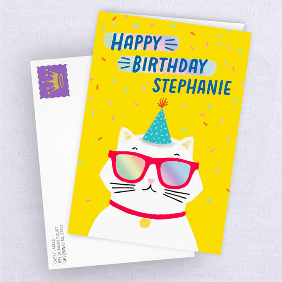 Fun Party Cat Folded Birthday Photo Card, , large image number 4