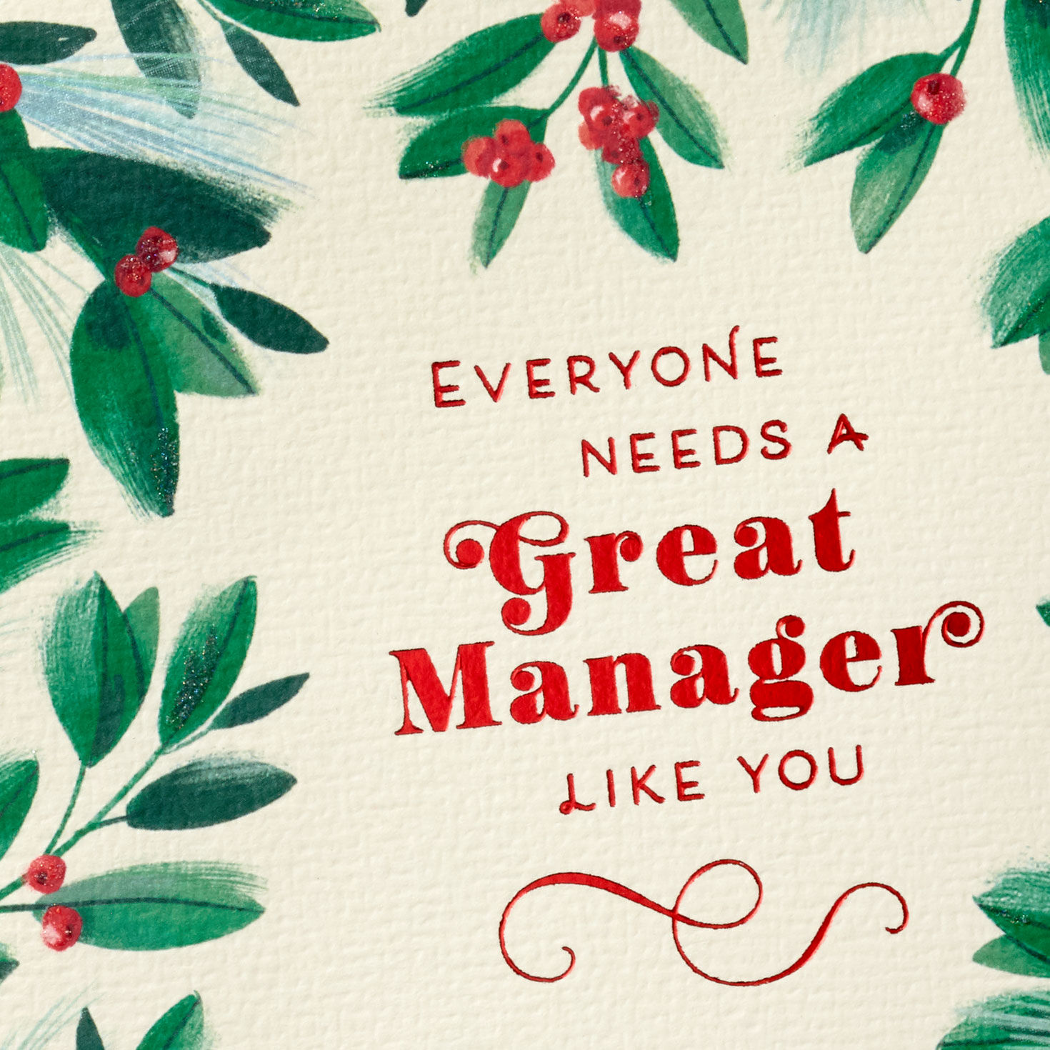 Greenery and Berries Christmas Card for Manager Card Front Detail image number 4