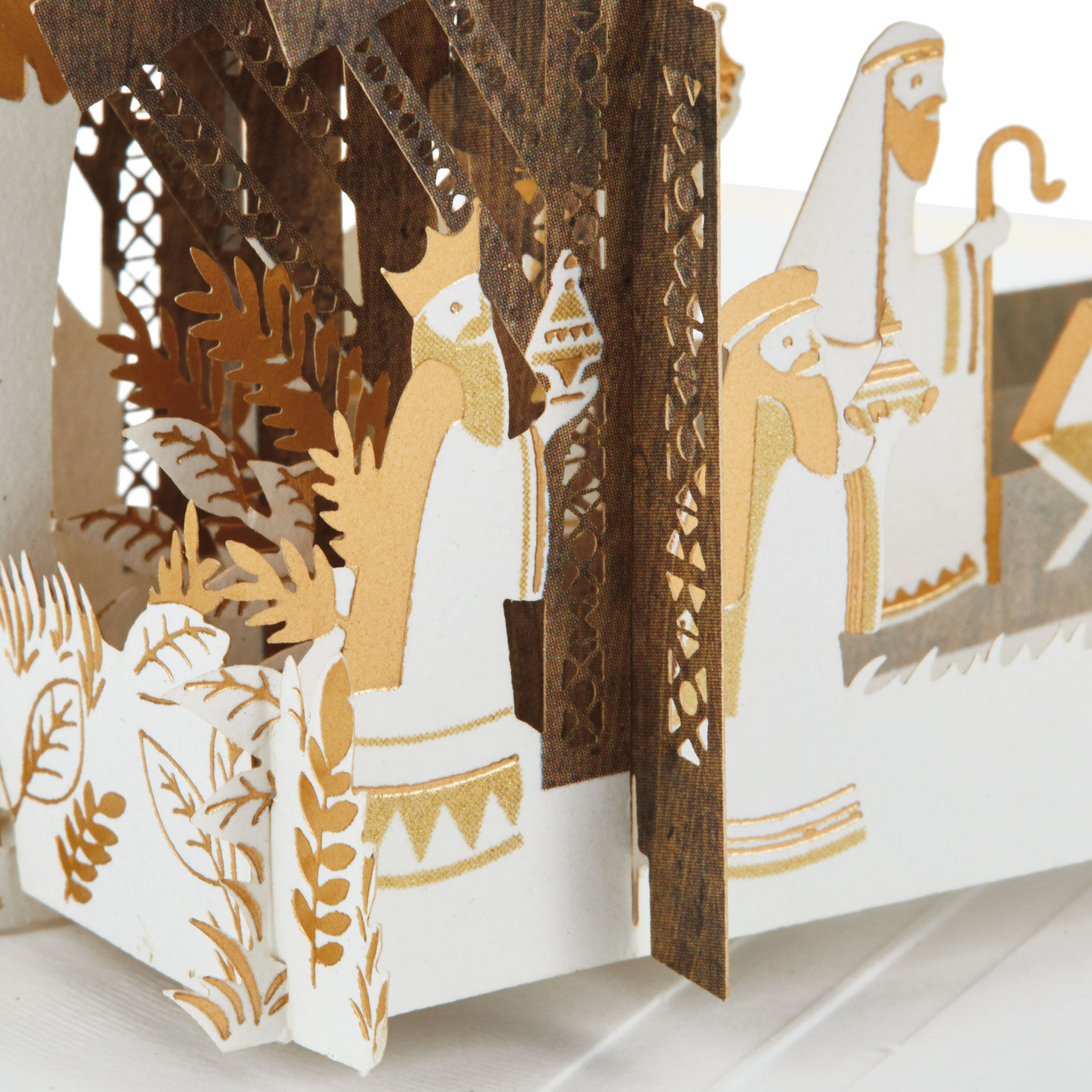 Gold Nativity 3D Pop-Up Christmas Card upclose view image number 5
