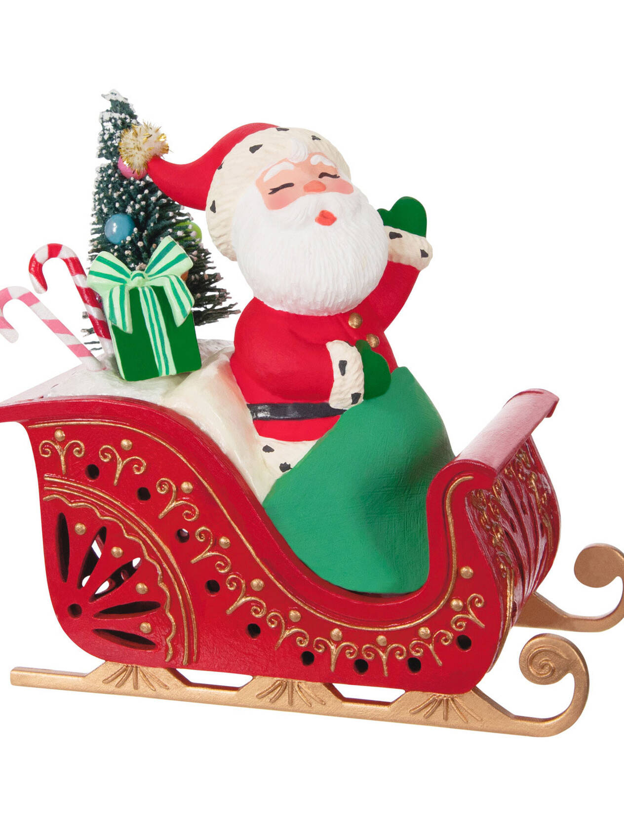 Mini Vintage Santa ShowToppers Musical Tree Topper With Light, 4.26”