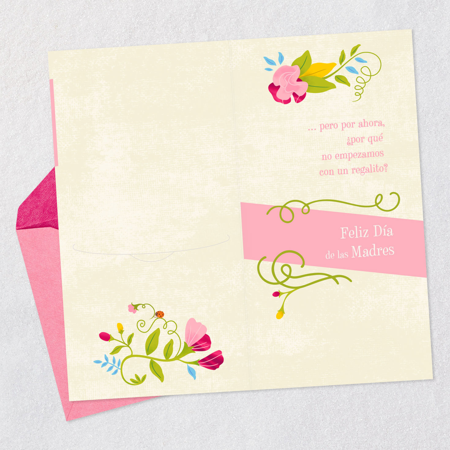 Foil Flower Money Holder Spanish Mother's Day Card Open card with envelope image number 3