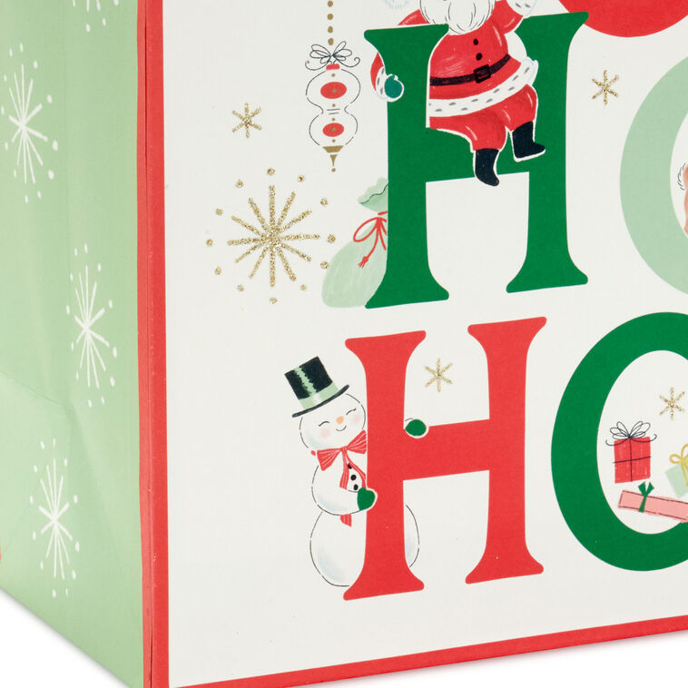 Vintage Santa Ho Ho Ho Medium Christmas Gift Bag Base/Side Detail image number 5