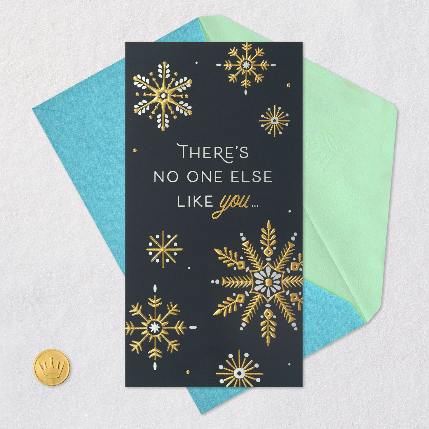 Gold and Silver Snowflakes on Black Christmas Money Holder Card Front with Envelope and Gold Seal image number 6