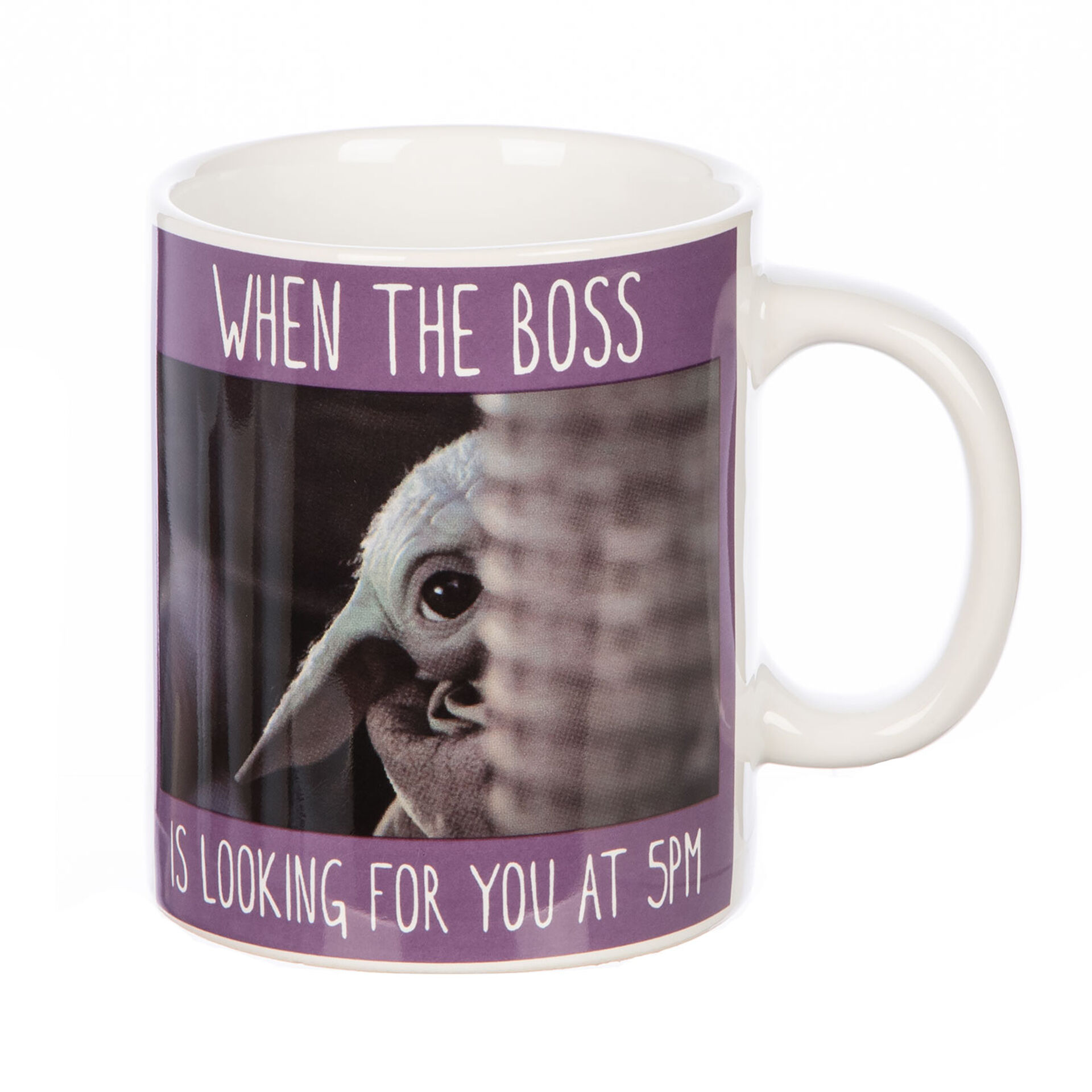 Star Wars: The Mandalorian The Child Grogu Hiding From Boss Mug, 16 oz