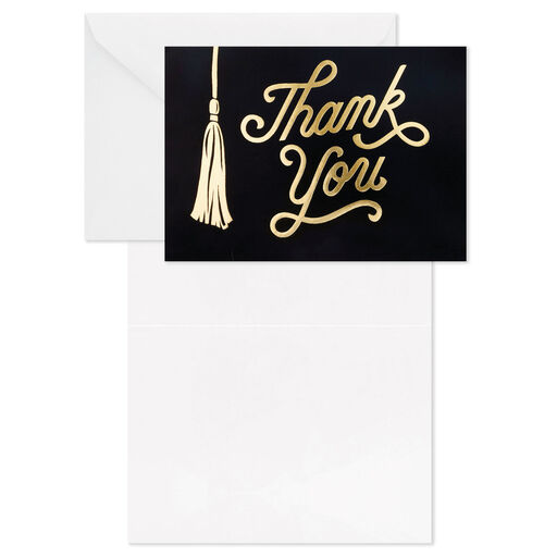Black and Gold Tassel Blank Graduation Thank-You Notes, Pack of 40, 