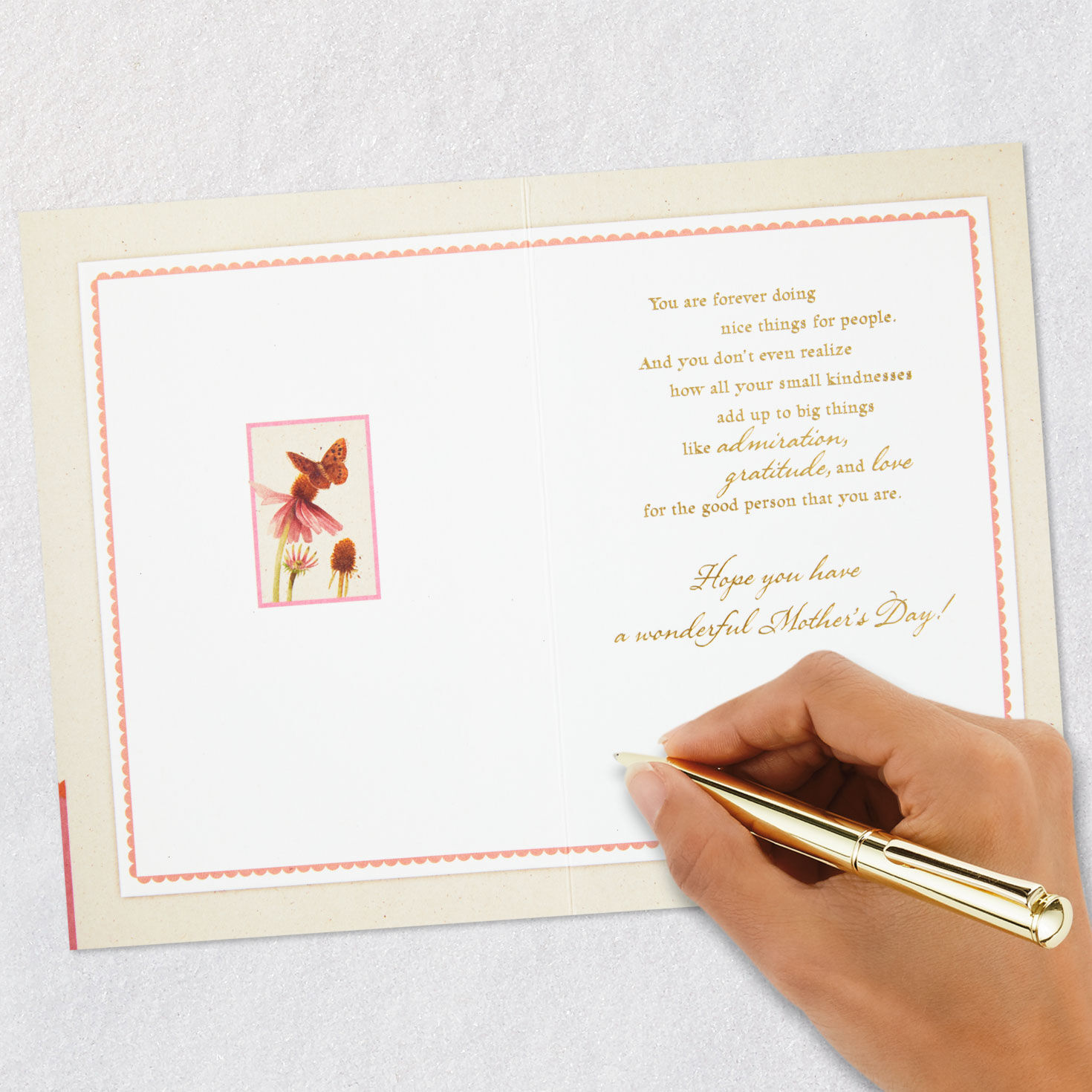 Marjolein Bastin Birds on Pink Flowers Mother's Day Card Signing card image number 6