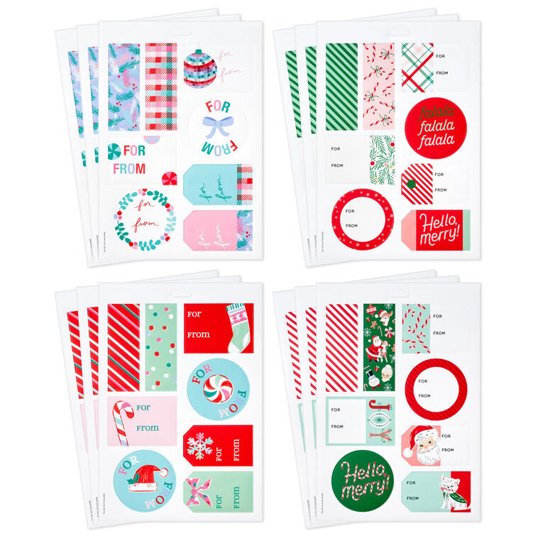 Fa La La Fun Christmas Gift Tag Stickers, Pack of 96