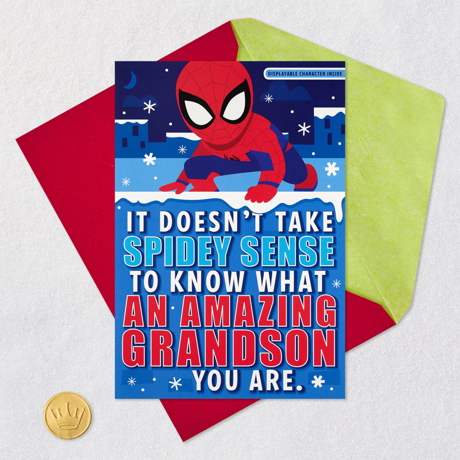 marvel-spider-man-christmas-card-for-grandson-with-displayable-character-greeting-cards-hallmark