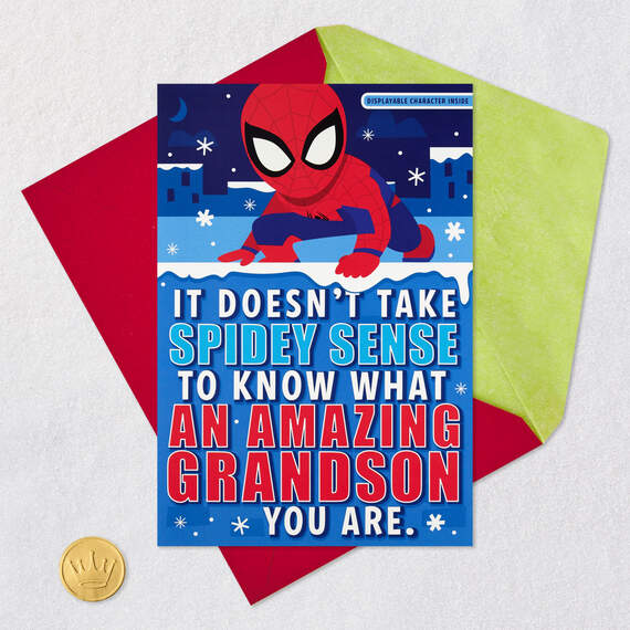 Marvel Spider-Man Christmas Card for Grandson With Displayable Character, , large image number 6