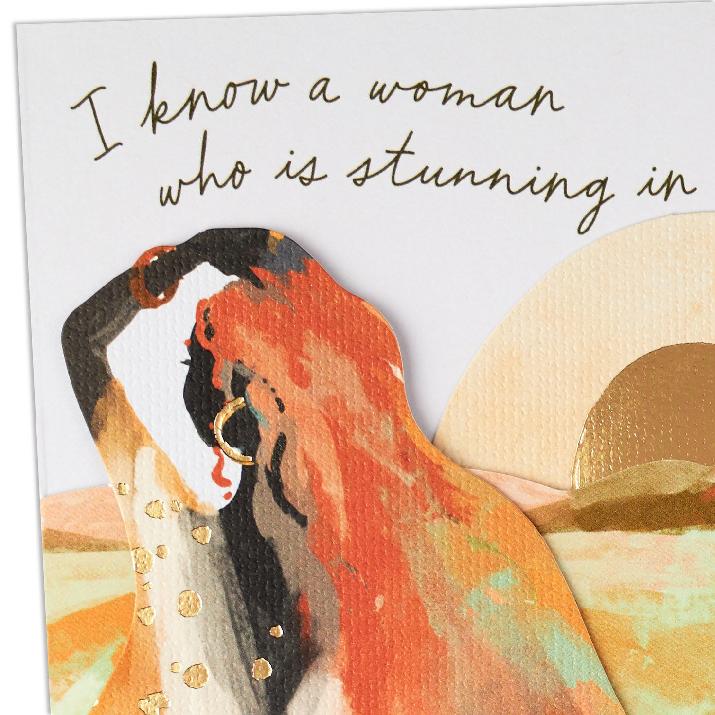 Black Woman in Abstract Landscape Wife Birthday Card Card Front with Envelope and Gold Seal image number 6