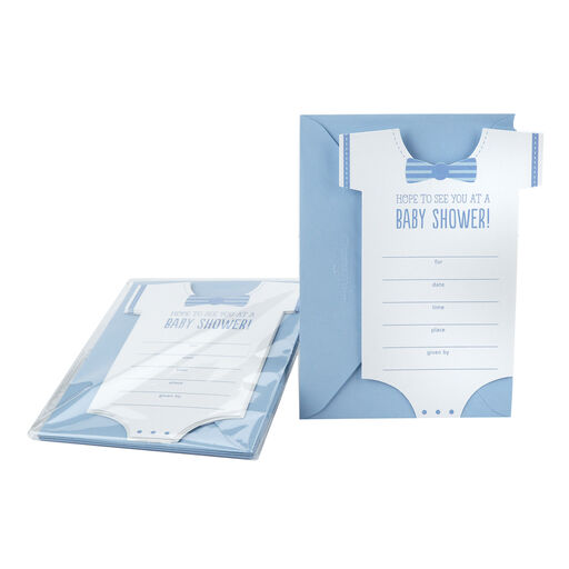 Bodysuit and Bow Tie Baby Shower Invitations, Pack of 10, 