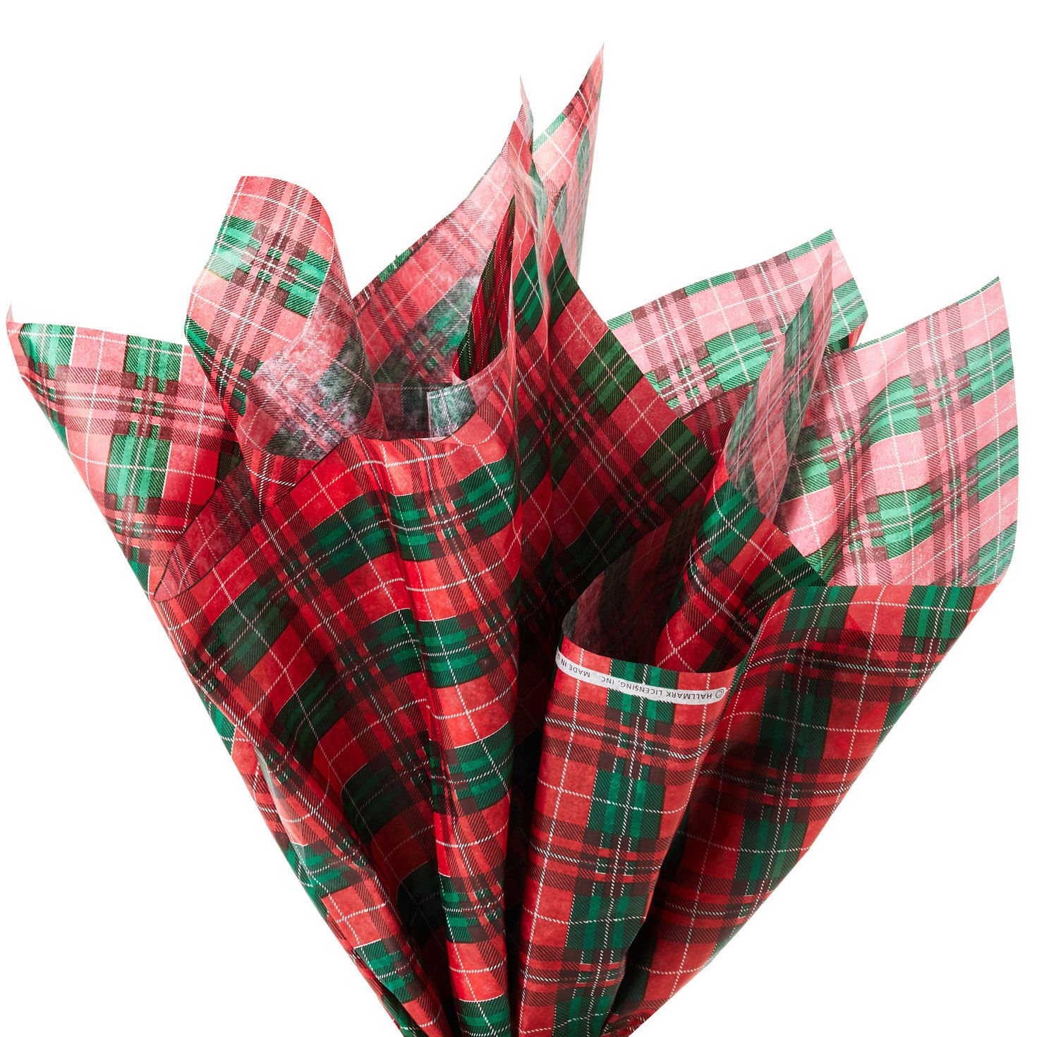 Red and Green Christmas Plaid Tissue Paper fanned image number 2