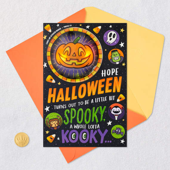 Spooky and Kooky Halloween Card With Light-Up Sticker Badge, , large image number 6