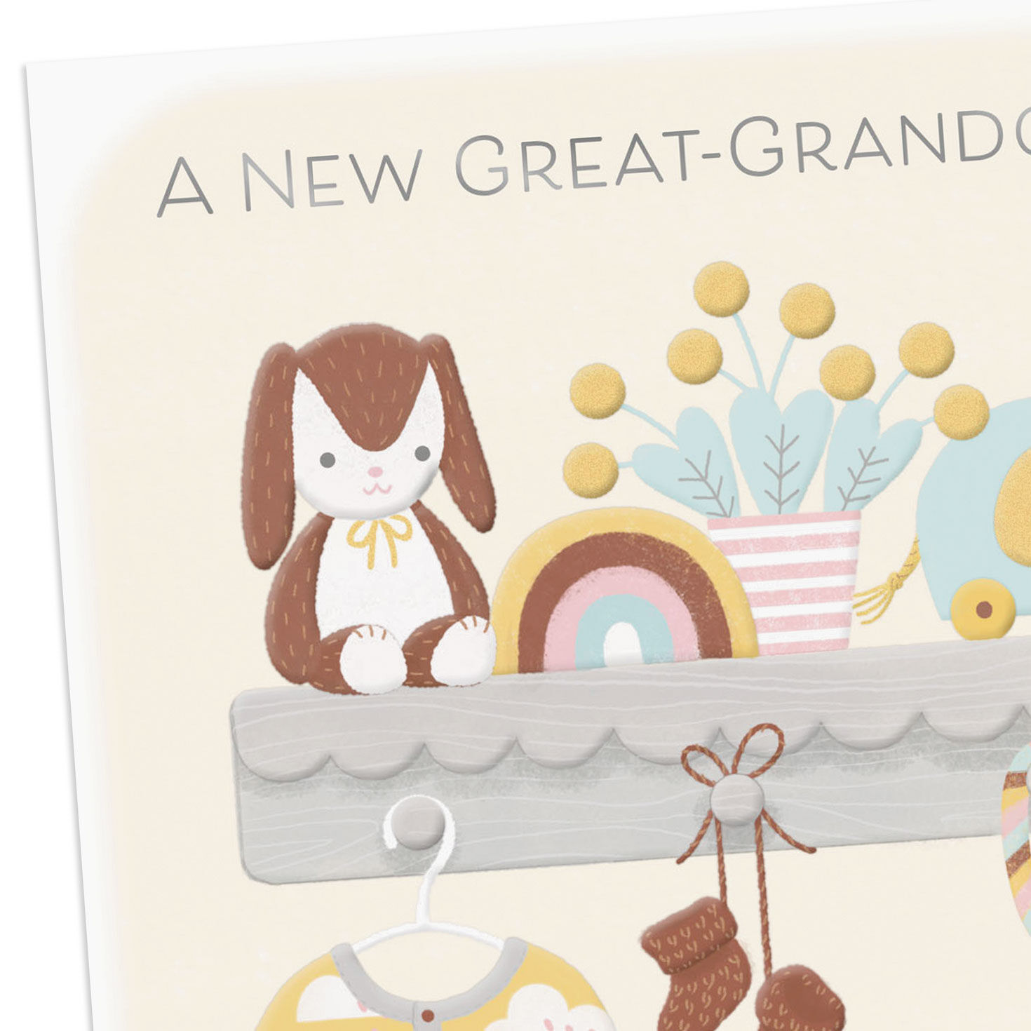 Nursery Scene New Baby Card for Great-Grandparents Card Front Detail image number 4