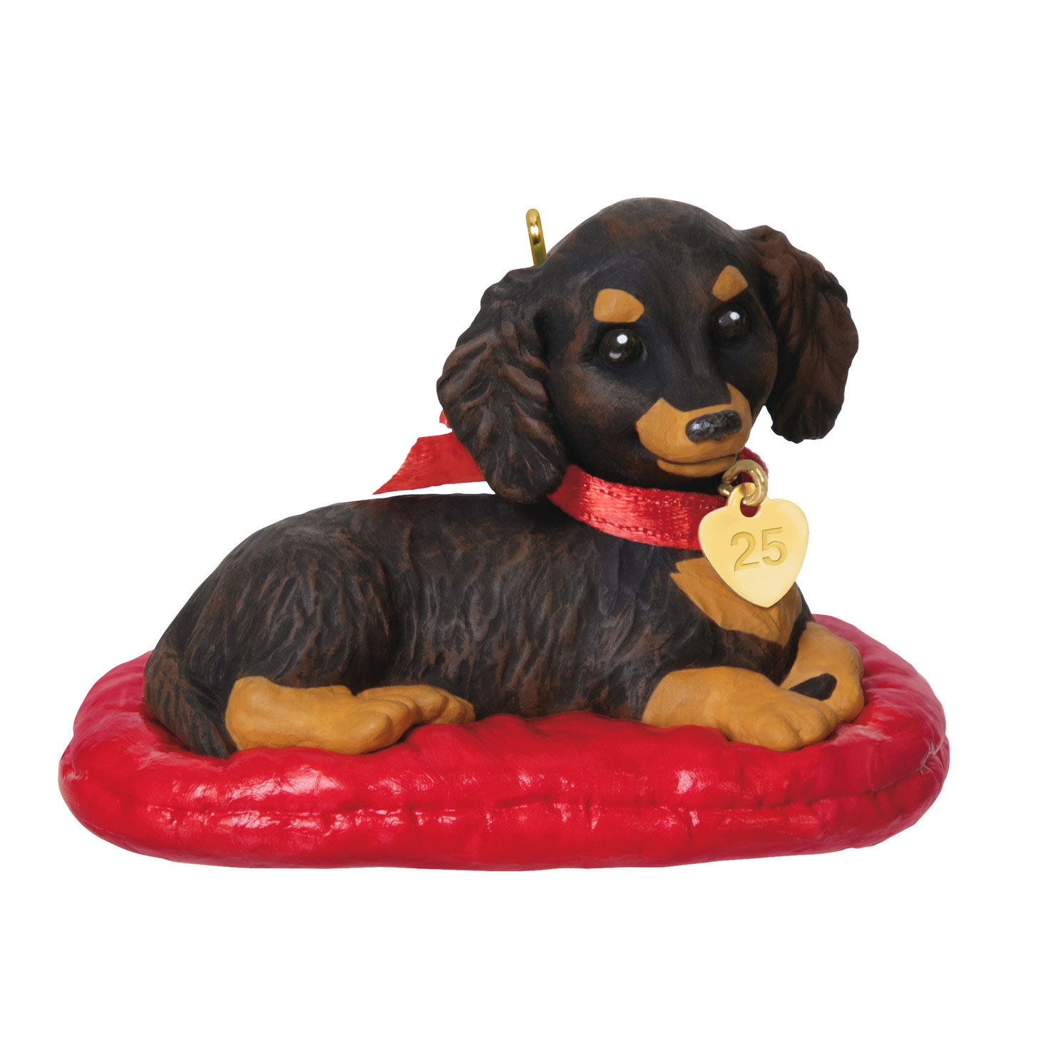 Puppy Love Long-Haired Dachshund 2025 Ornament
