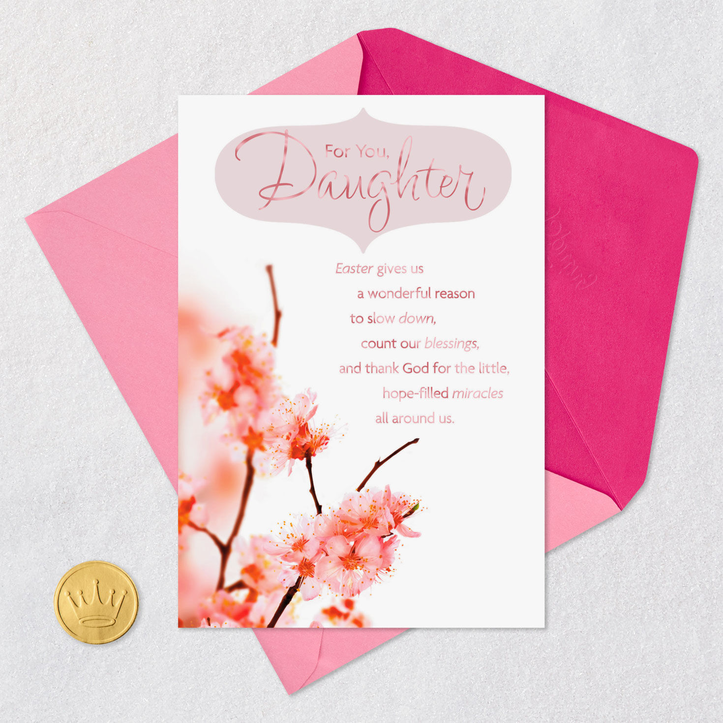Pink Flowering Branches Daughter Easter Card Signing card image number 6
