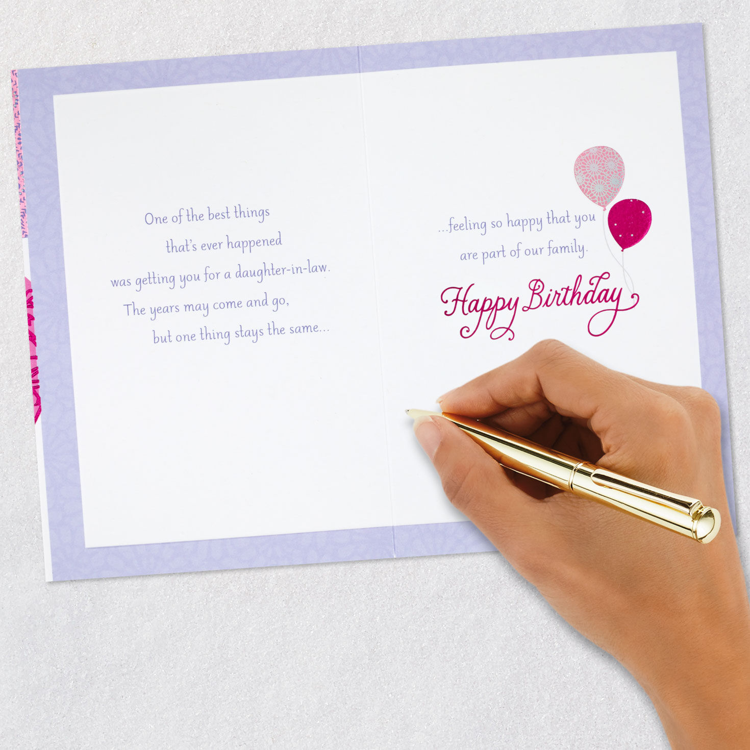 Elegant Balloons Birthday Card for Daughter-in-Law signing card image number 7