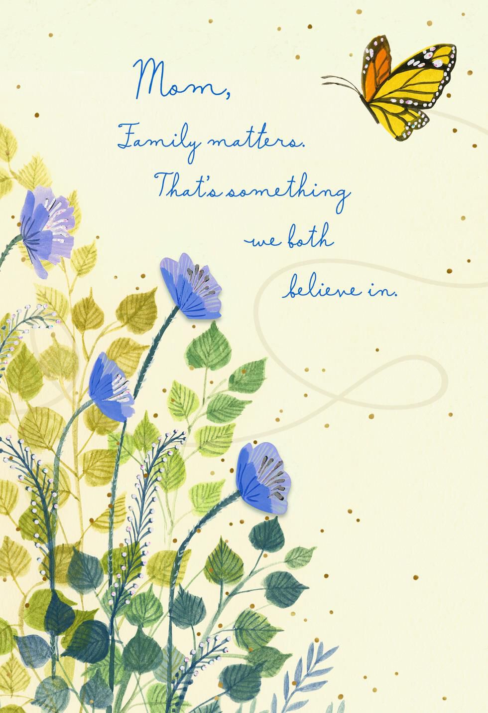 Monarch Butterfly and Blue Flowers Mother's Day Card