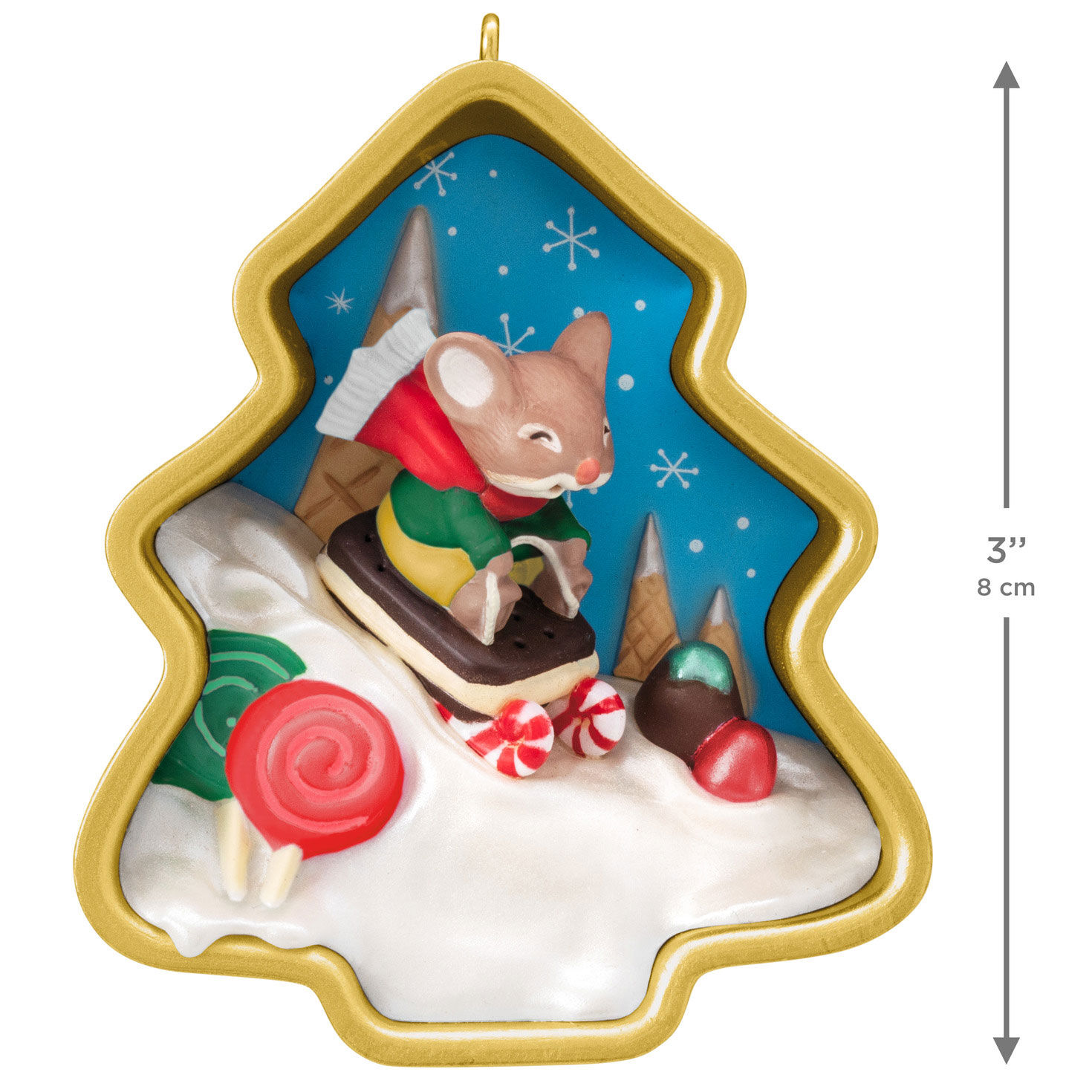 Mouse Sledding Cookie Cutter Keepsake Ornament measurement image number 3