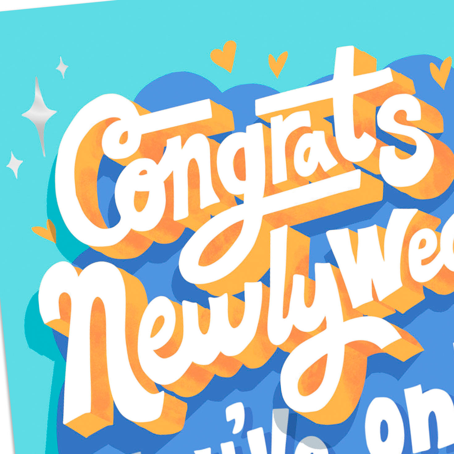 Retro Lettering on Blue Funny Wedding Card Card Front Detail image number 4