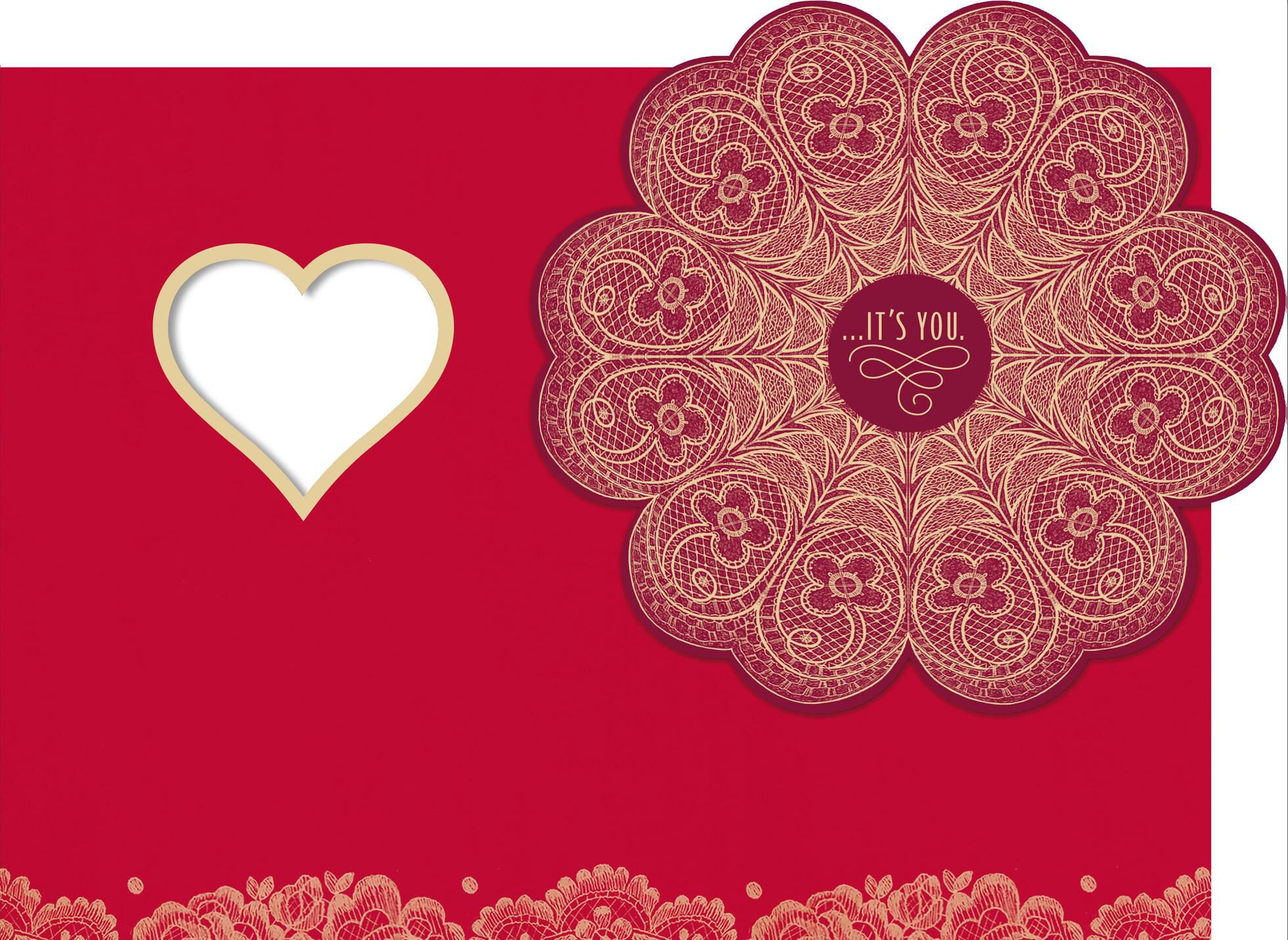 Lace and Gold Foil Valentine's Day Card for Wife