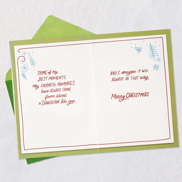 Parent and Child Playing in Snow Daughter Christmas Card Open card with envelope image number 4